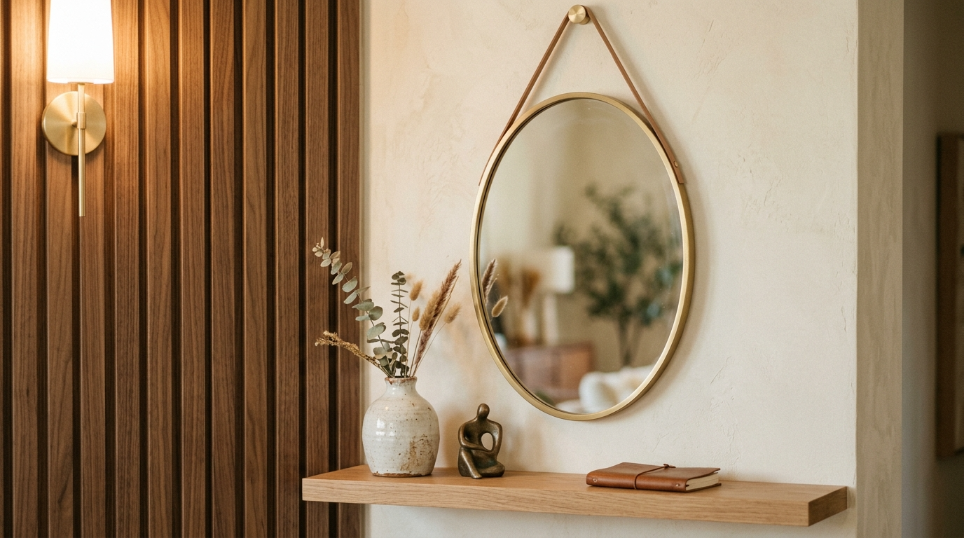 Add simple art beside the mirror for balance